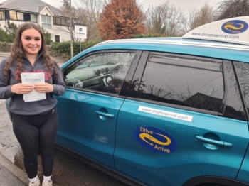 A big well done to Bethan for passing her test today with a great drive. Congratulations, enjoy your new freedom and thanks for choosing Drive to Arrive. Give me a wave when you´re driving around.